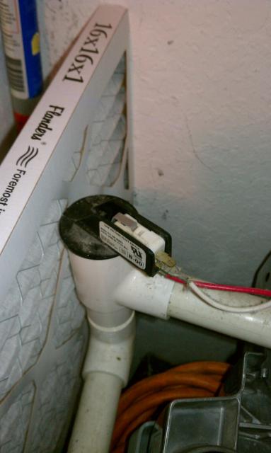 Miswired HVAC condensate float switch.